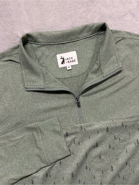 Jack + Sage Quarter Zip Pullover Mens Medium Sage Green Forest Print Soft Shirt